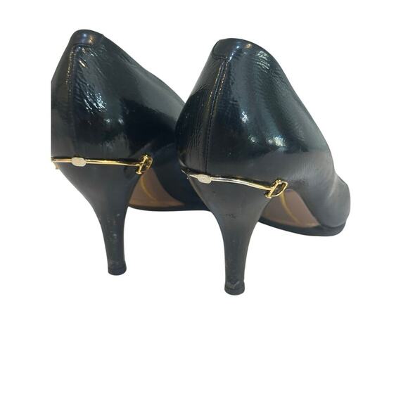 Vintage quilted Gucci Women's Black Patent Leather Peep-toe Pump Heels Size 7.5 - Picture 5 of 12